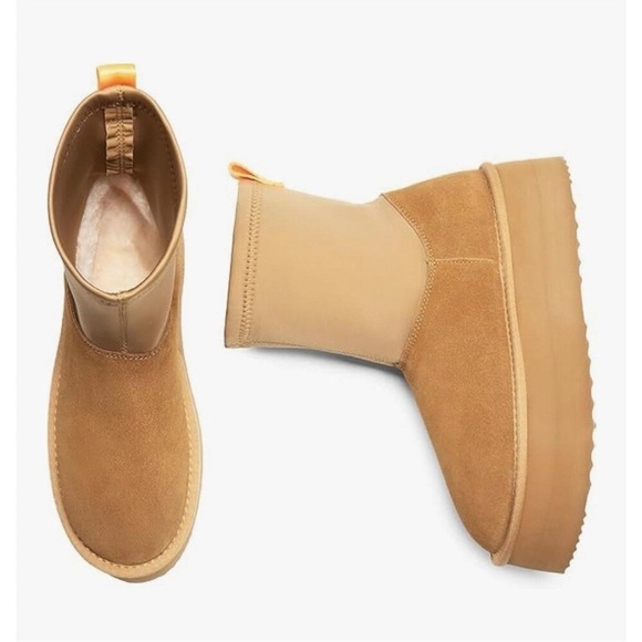 DREAM PAIRS FuzzyChic Sock-Top Platform Mid-calf Snow Boots - Picture 2 of 10